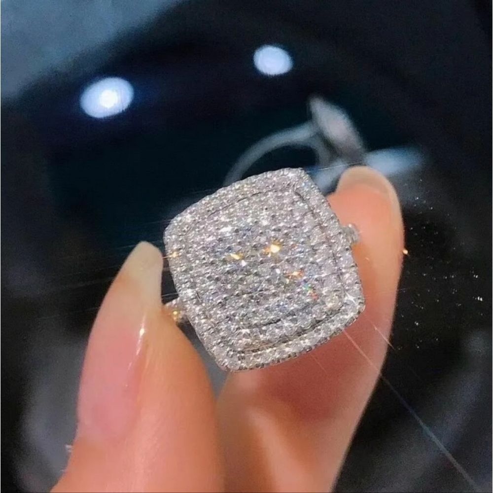 SILVER ENGAGEMENT DIAMOND RING